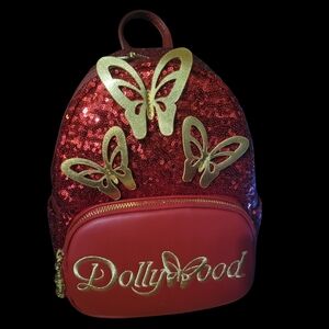 Loungefly Dollywood Red Sequin Butterfly Backpack